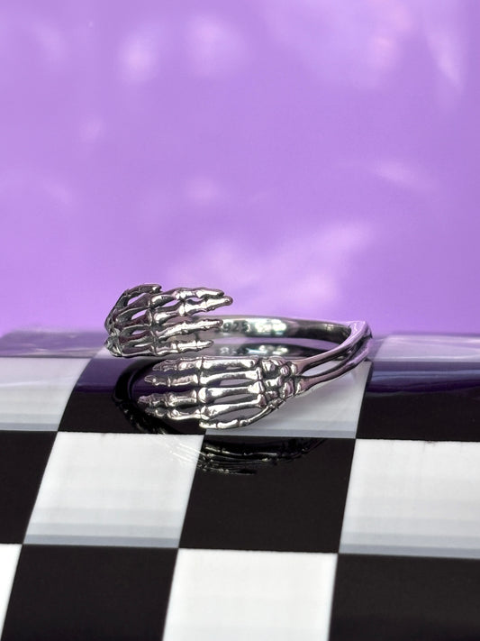 SKELETON HANDS - 925 Sterling Silver Adjustable Ring