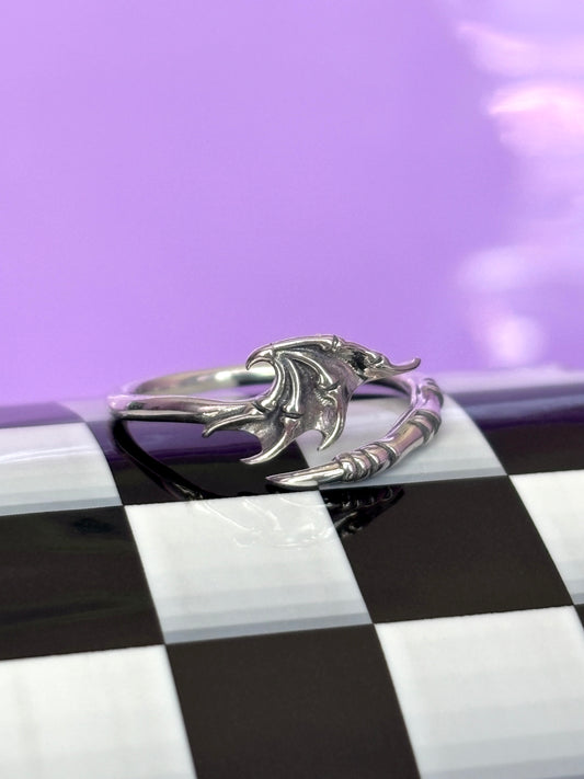 DRAGON WING - 925 Sterling Silver Adjustable Ring