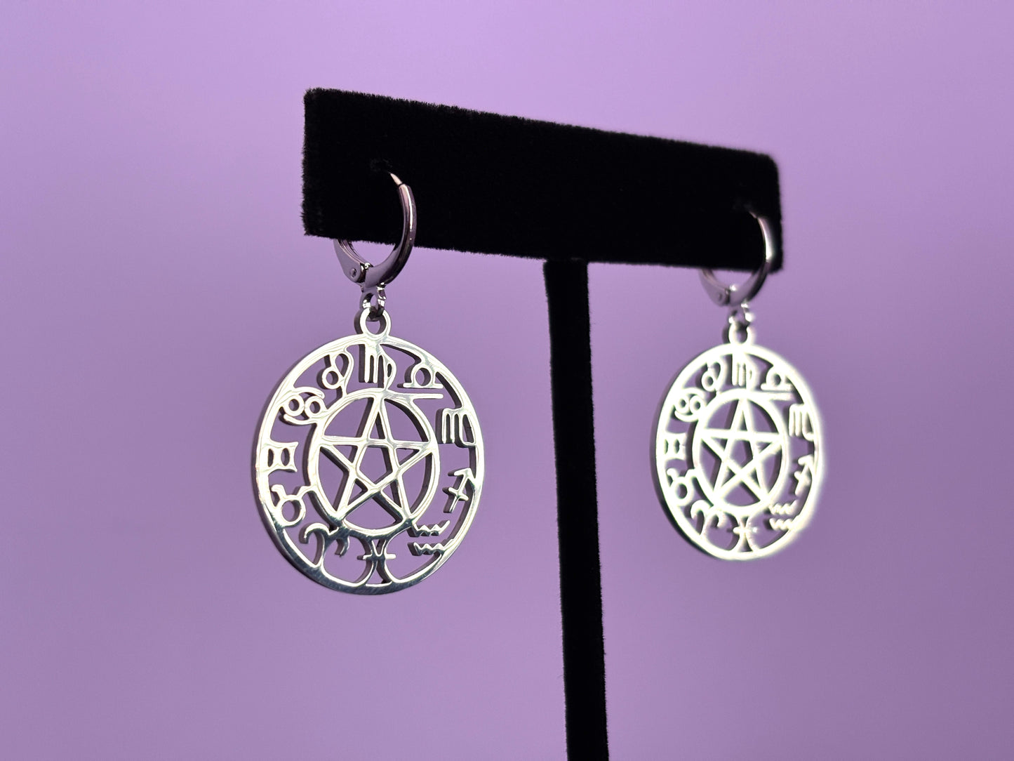 ZODIAC - Silver Pentagram Star Sign Earrings