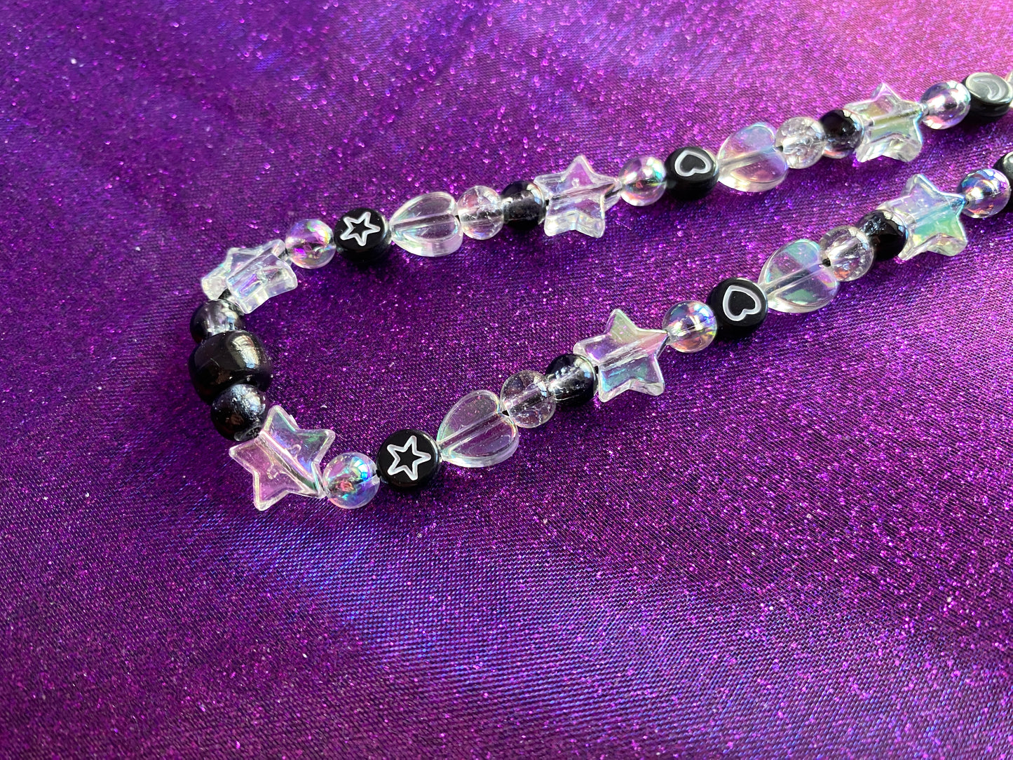 BLACK CRYSTAL - Beaded Phone strap Charm