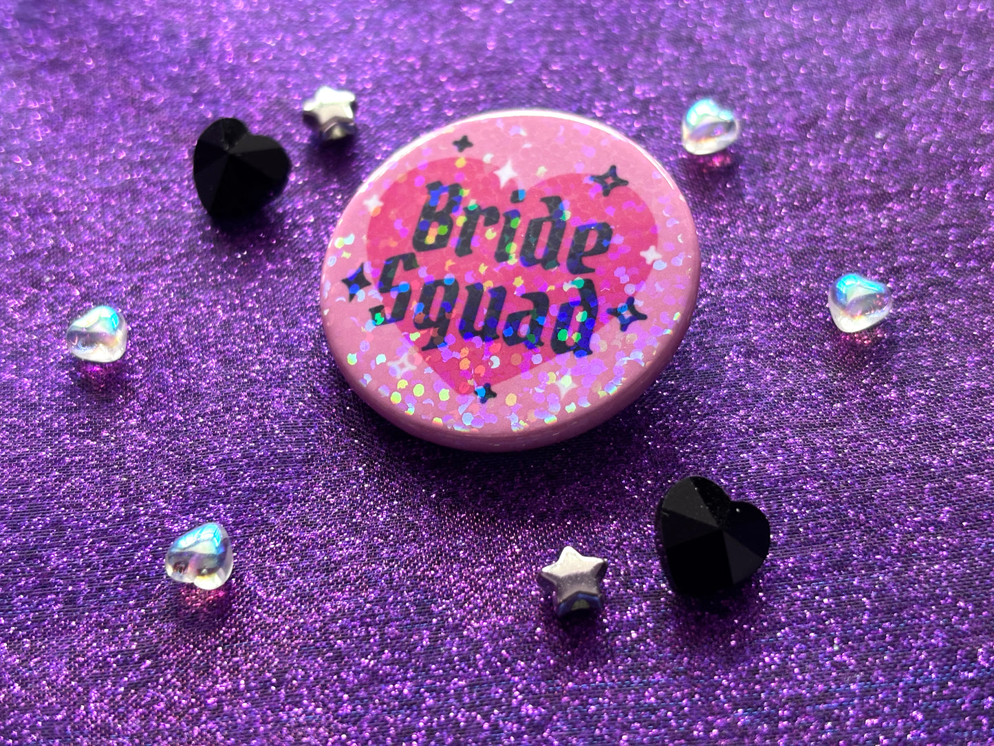 EMO GOTH BRIDAL PARTY - Holographic Pin Badges