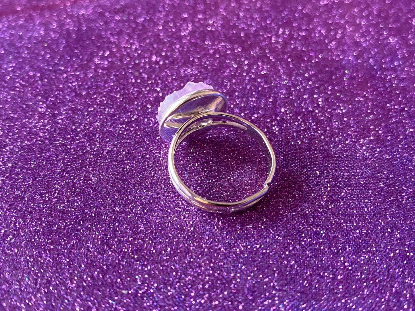 LILAC - Resin Crystal Silver Adjustable Ring