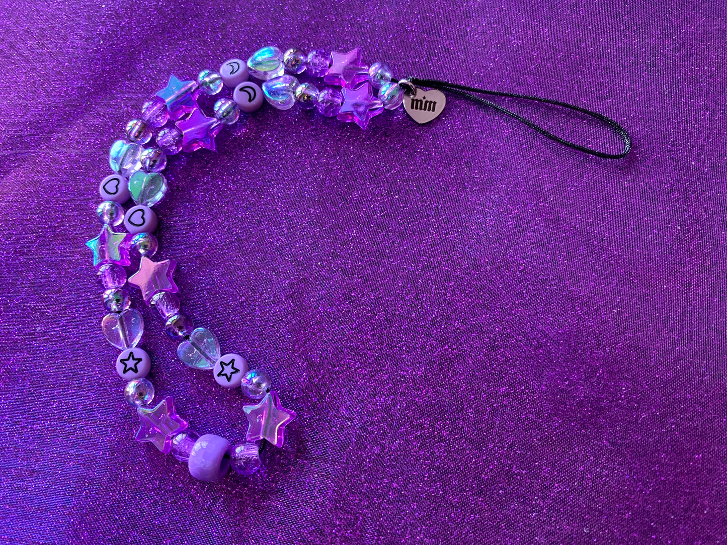 PURPLE - Beaded Phone Strap Charm
