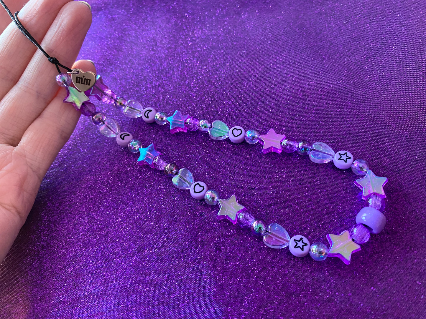 PURPLE - Beaded Phone Strap Charm