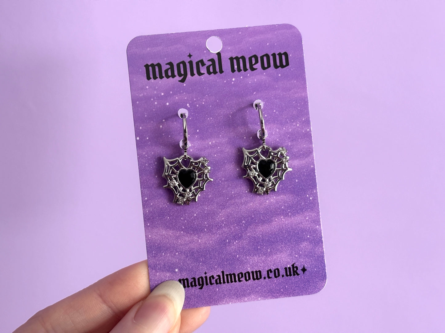COBWEB - Black Heart Earrings