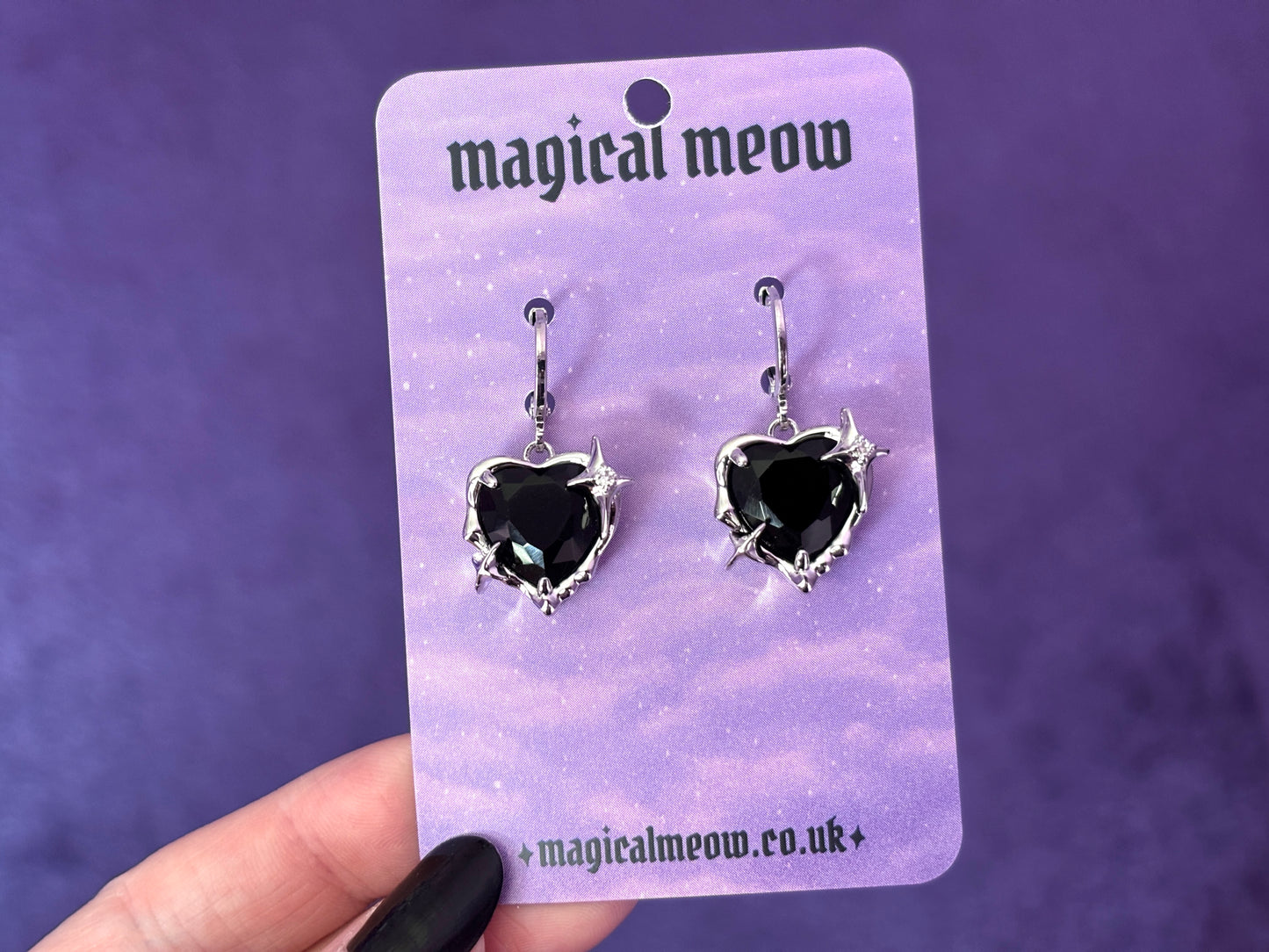 BLACK HEART - Crystal Heart Earrings