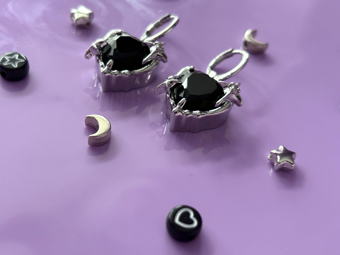 BLACK HEART - Crystal Heart Earrings