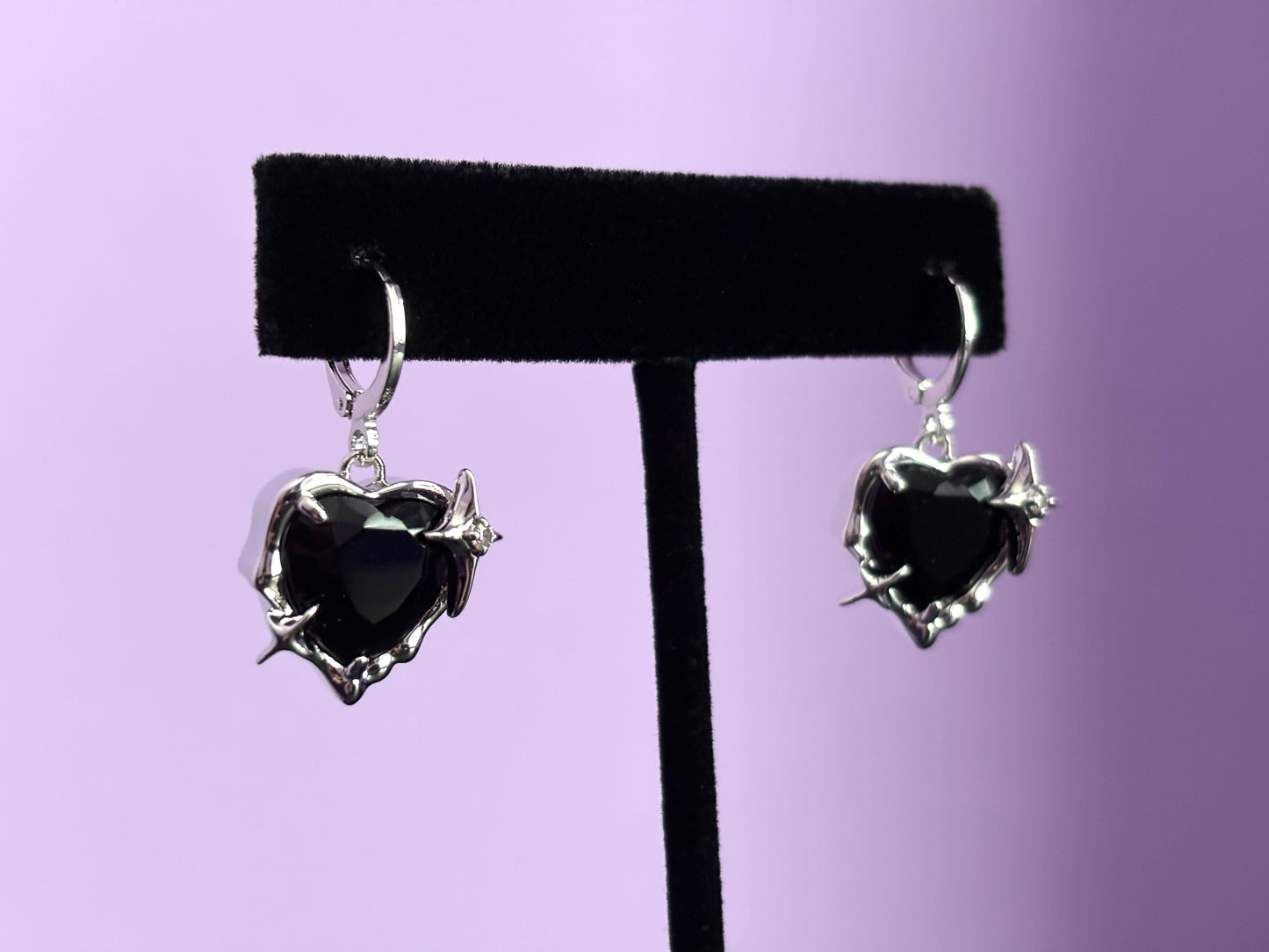 BLACK HEART - Crystal Heart Earrings