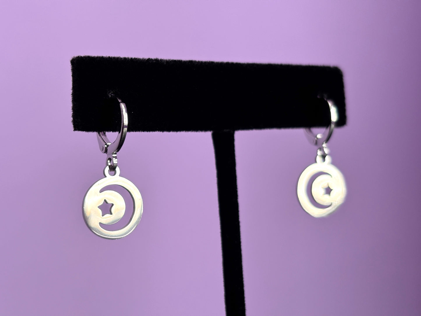 CRESCENT STAR - Dainty Moon Earrings