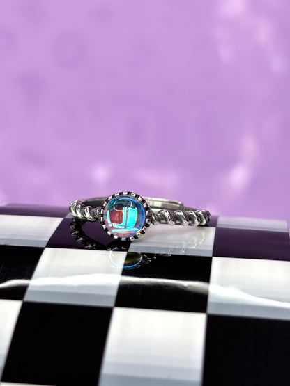Moonstone Adjustable Ring - 925 Sterling Silver