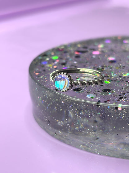 Moonstone Adjustable Ring - 925 Sterling Silver
