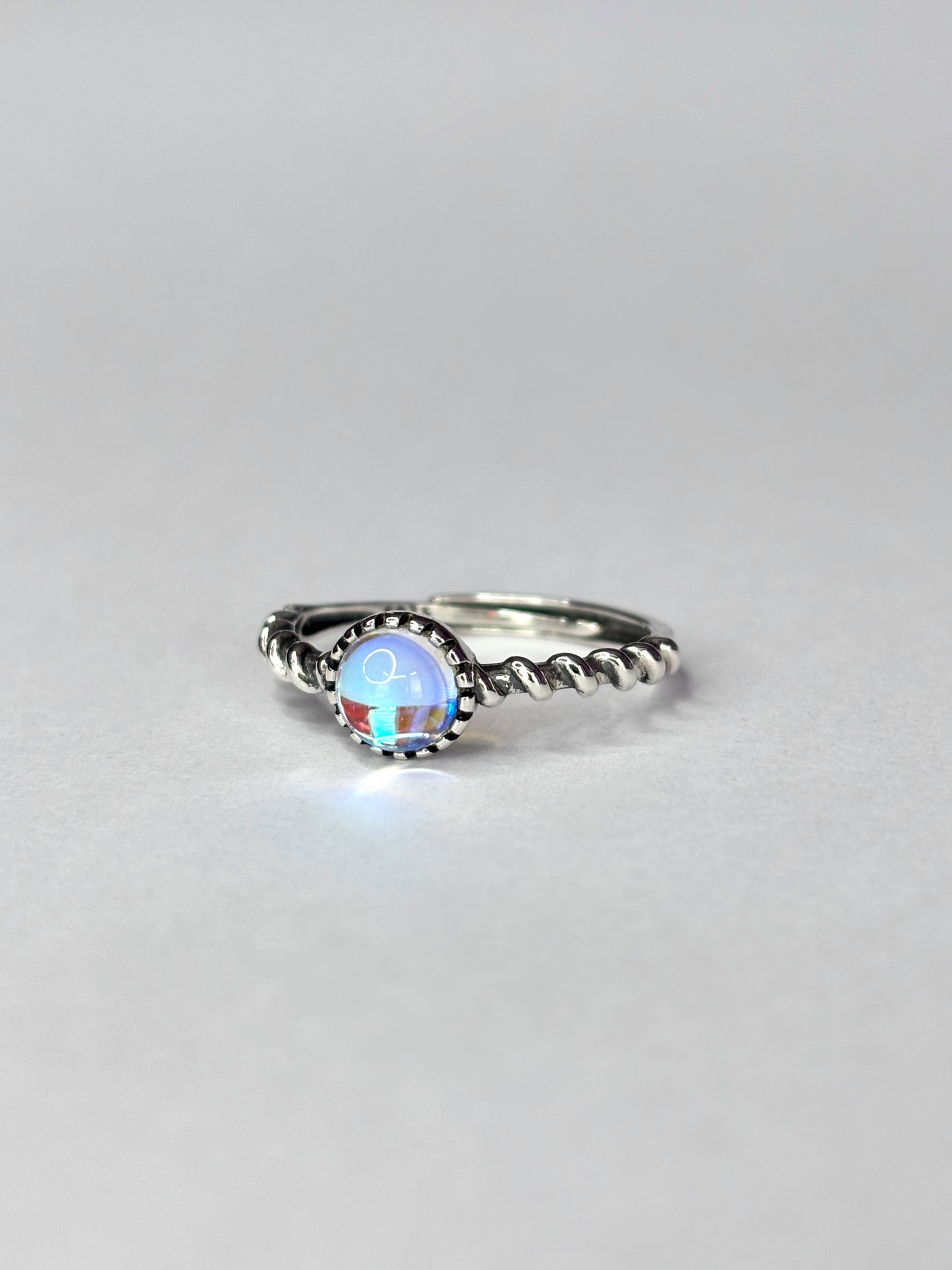 Moonstone Adjustable Ring - 925 Sterling Silver