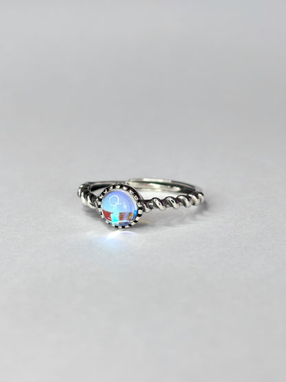Moonstone Adjustable Ring - 925 Sterling Silver