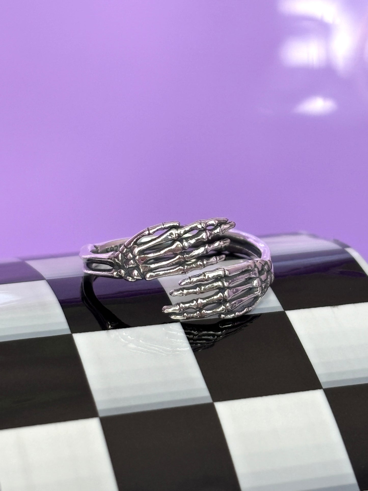 SKELETON HANDS - 925 Sterling Silver Adjustable Ring