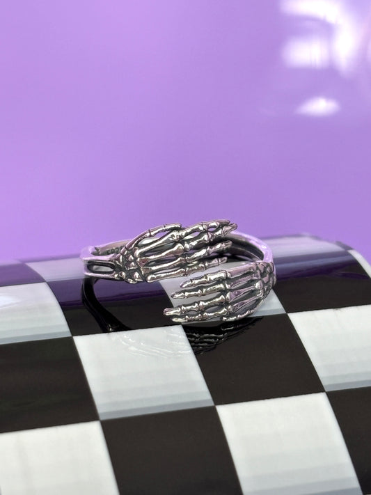 SKELETON HANDS - 925 Sterling Silver Adjustable Ring
