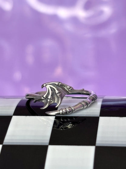 DRAGON WING - 925 Sterling Silver Adjustable Ring