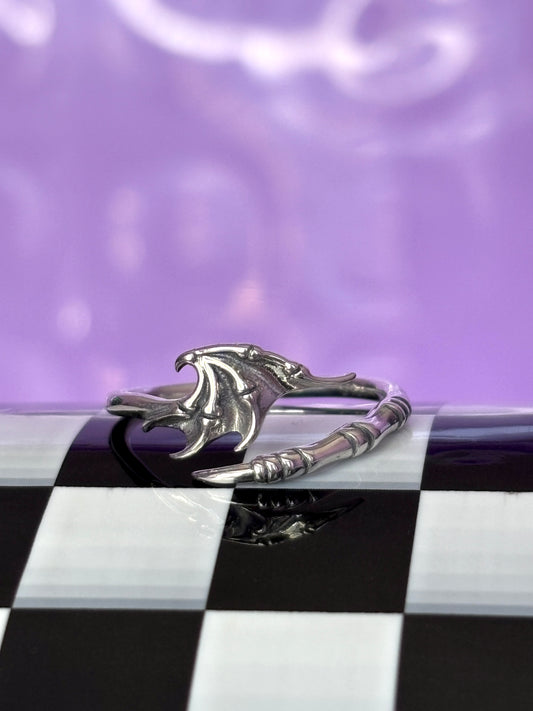 DRAGON WING - 925 Sterling Silver Adjustable Ring