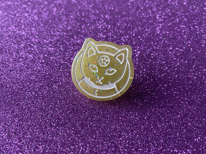 YELLOW - Sparkly Resin Pentagram Cat Pin