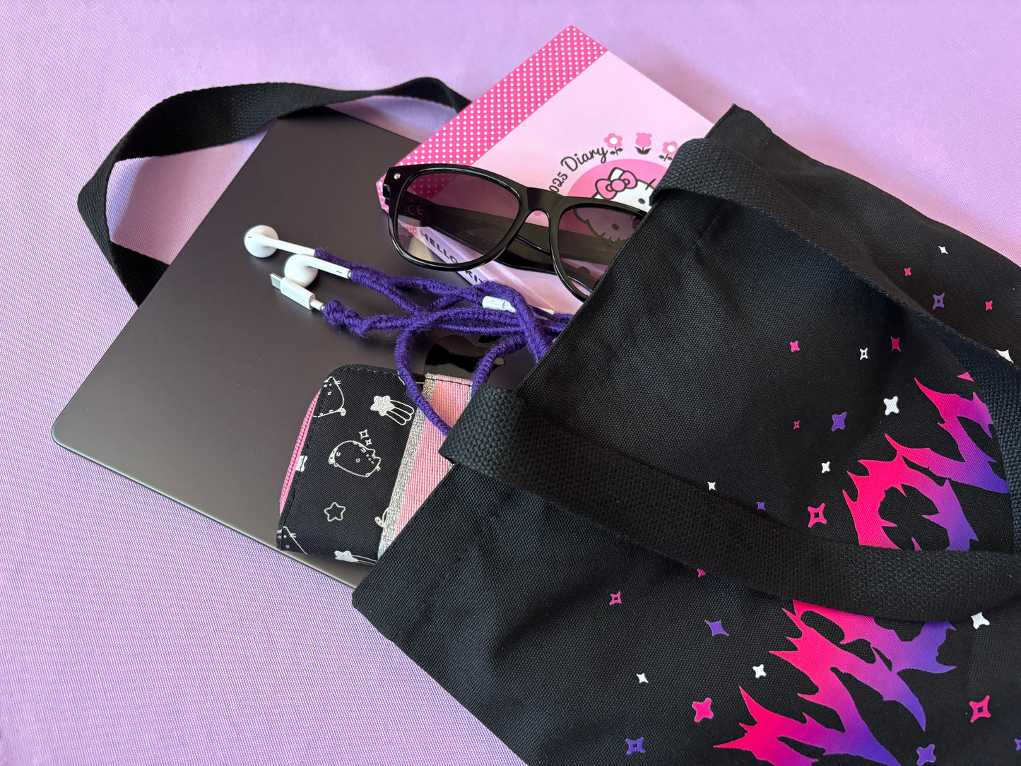MEOW - Black Cotton Canvas Tote Bag