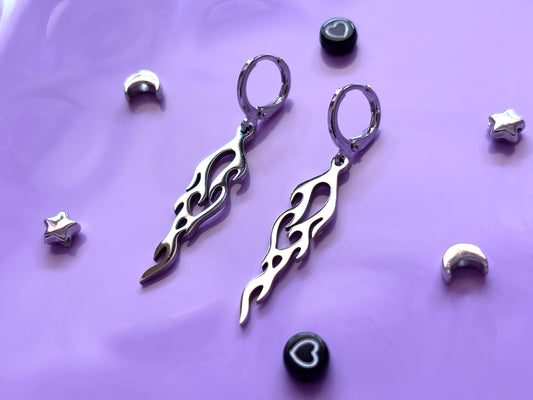 Y2K FLAME - Silver Earrings