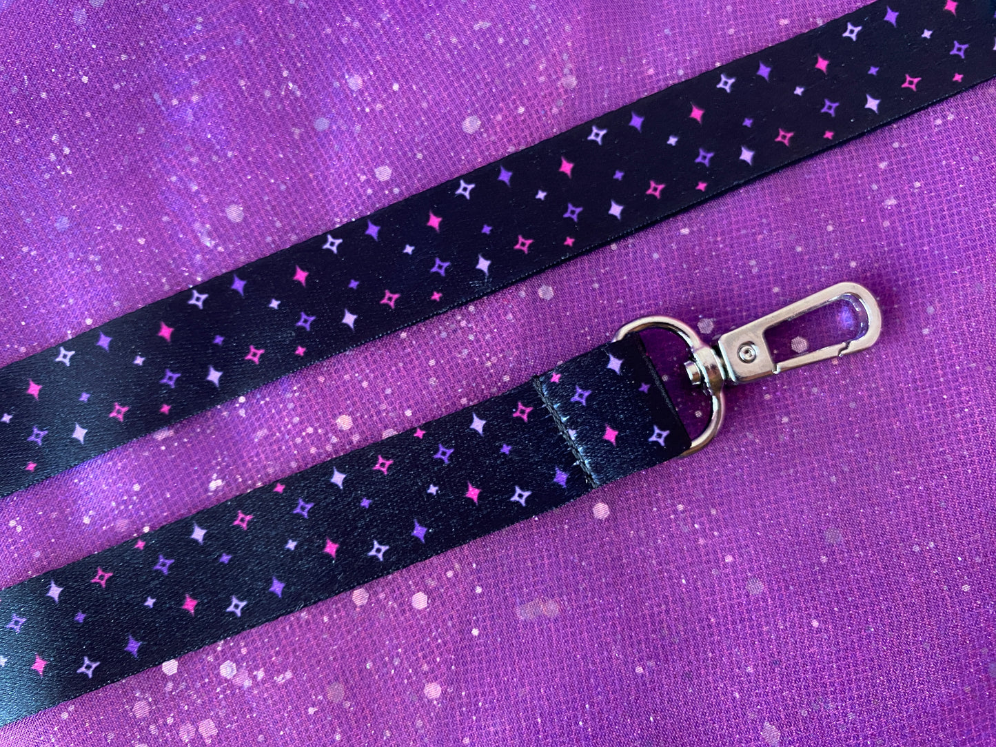 STARS - Black Pink Purple Star Lanyard