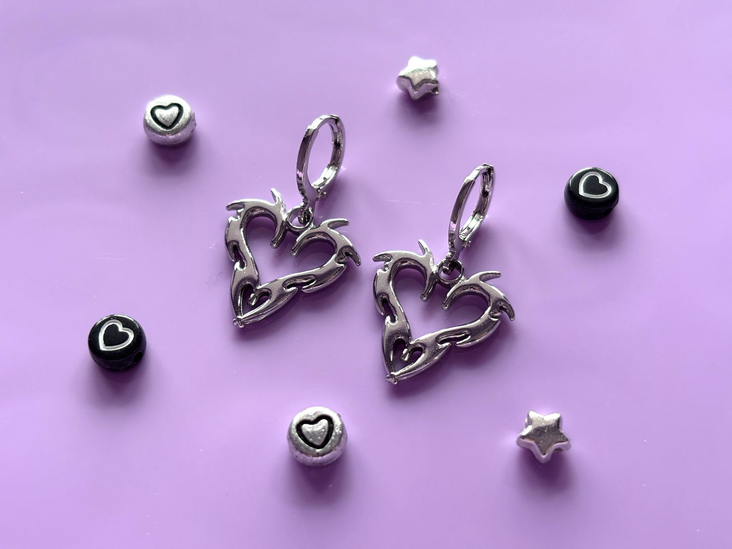 Y2K HEART - Silver Earrings