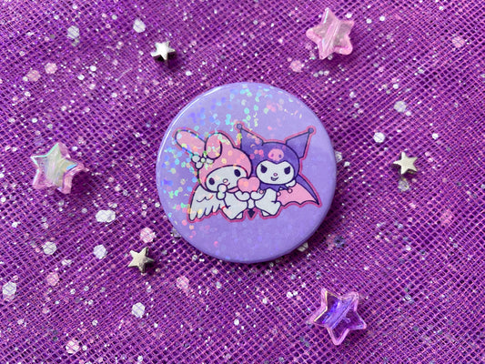 KUROMI + MELODY - Lilac Holographic Pin Badge