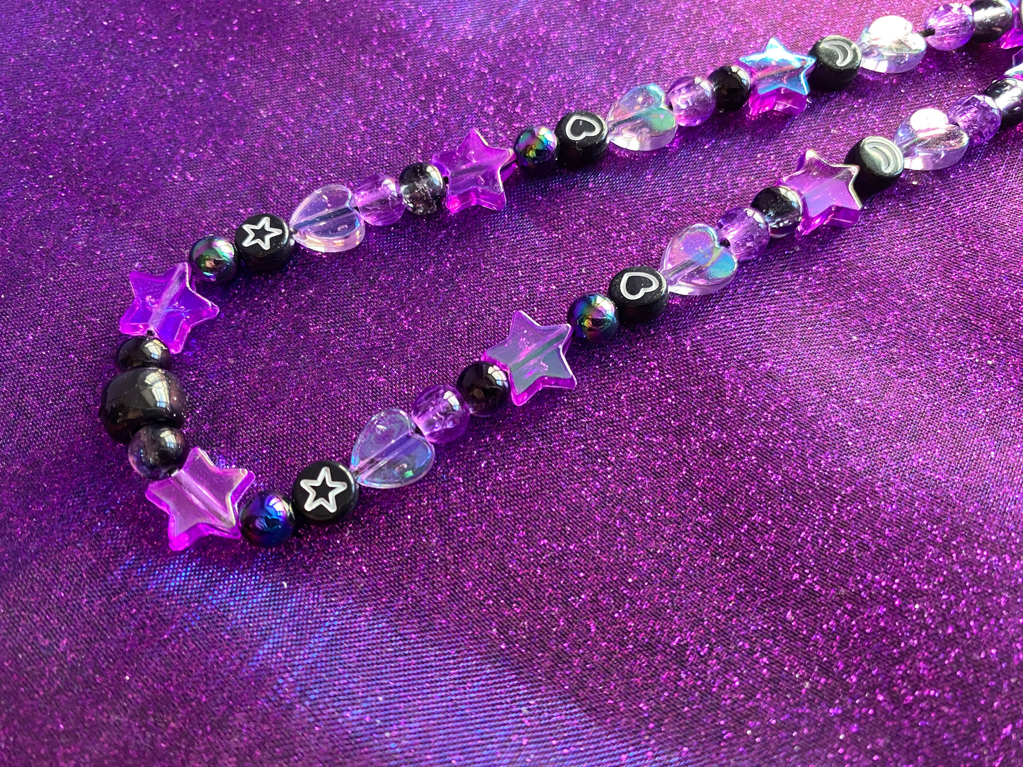 BLACK PURPLE - Beaded Phone Strap Charm