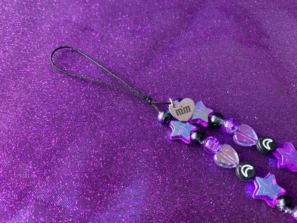 BLACK PURPLE - Beaded Phone Strap Charm