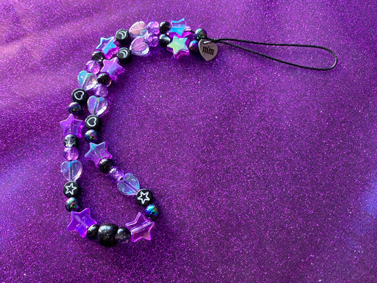 BLACK PURPLE - Beaded Phone Strap Charm