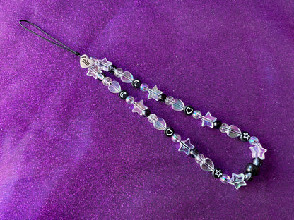 BLACK CRYSTAL - Beaded Phone strap Charm
