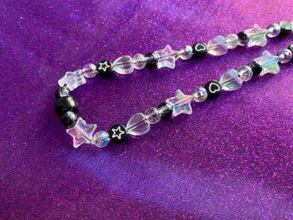 BLACK CRYSTAL - Beaded Phone strap Charm