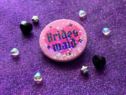 EMO GOTH BRIDAL PARTY - Holographic Pin Badges