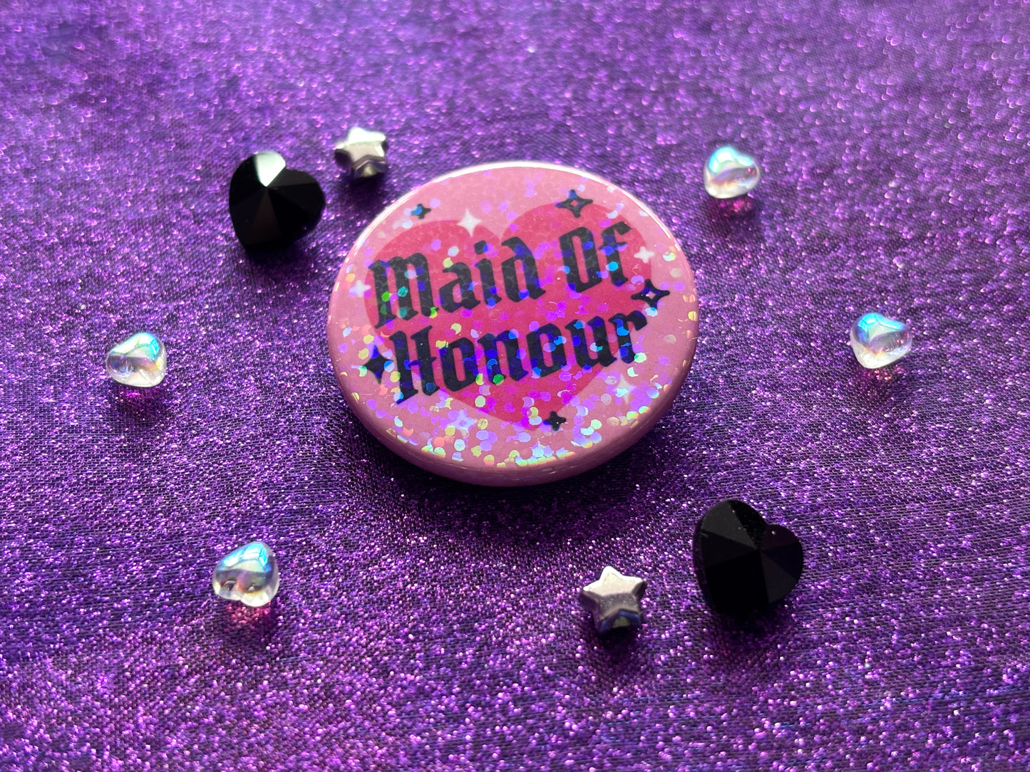 EMO GOTH BRIDAL PARTY - Holographic Pin Badges