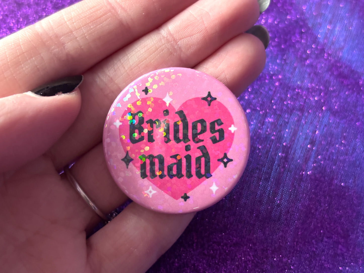 EMO GOTH BRIDAL PARTY - Holographic Pin Badges