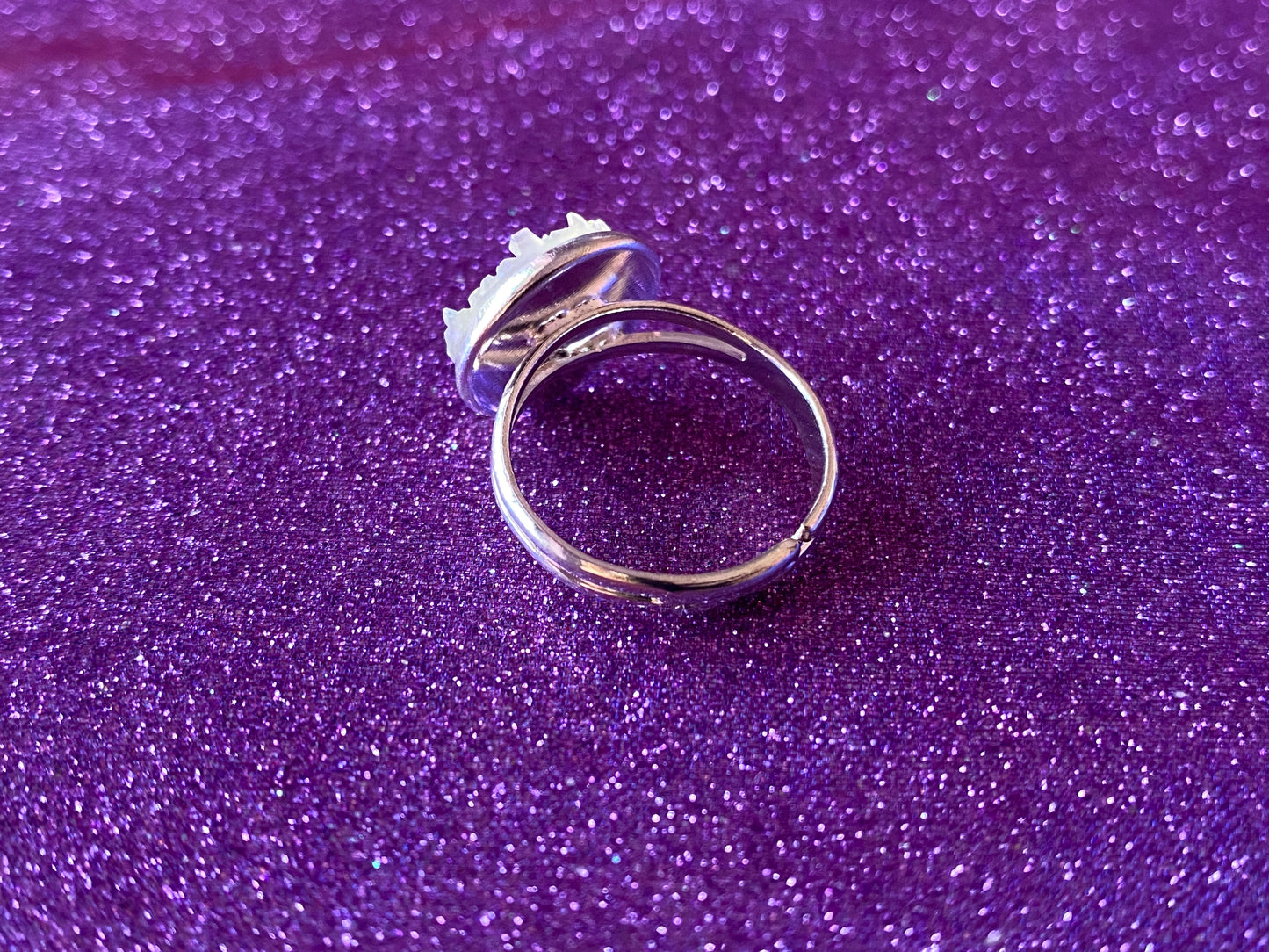 IRIDESCENT - Resin Crystal Silver Adjustable Ring