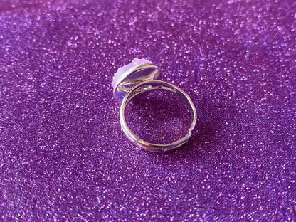LILAC - Resin Crystal Silver Adjustable Ring