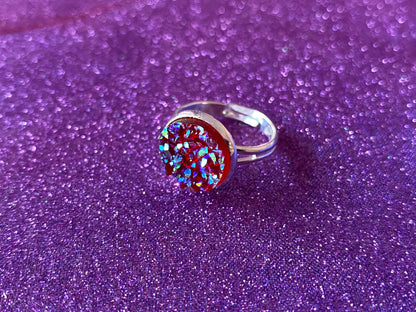 RUBY - Resin Crystal Silver Adjustable Ring
