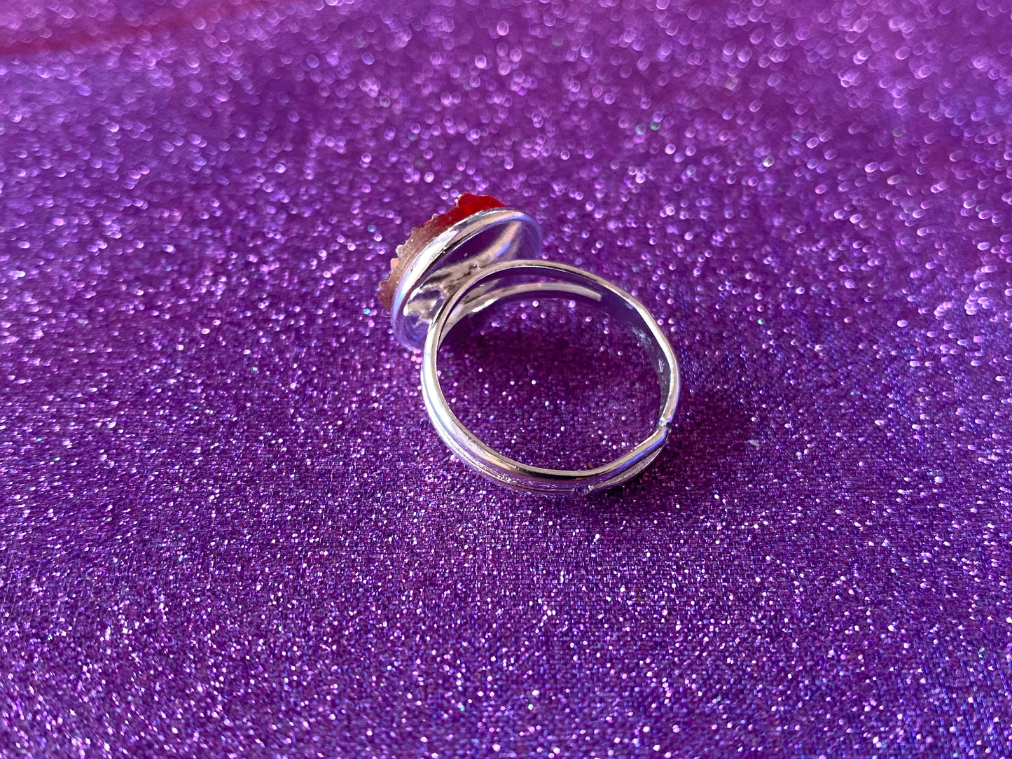 RUBY - Resin Crystal Silver Adjustable Ring