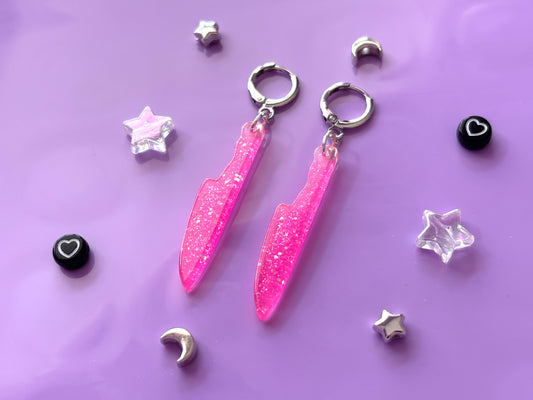 BLADE - Pink Glitter Resin Earrings