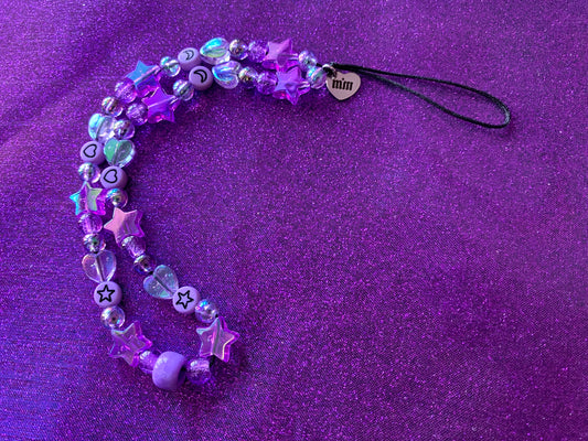 PURPLE - Beaded Phone Strap Charm