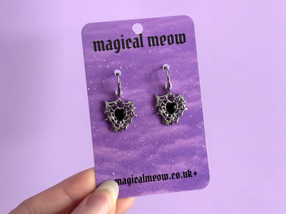 COBWEB - Black Heart Earrings