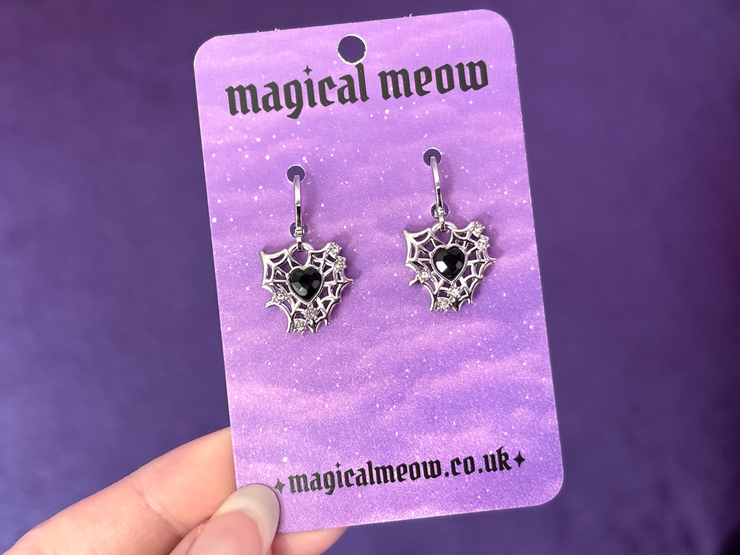 COBWEB - Black Heart Earrings