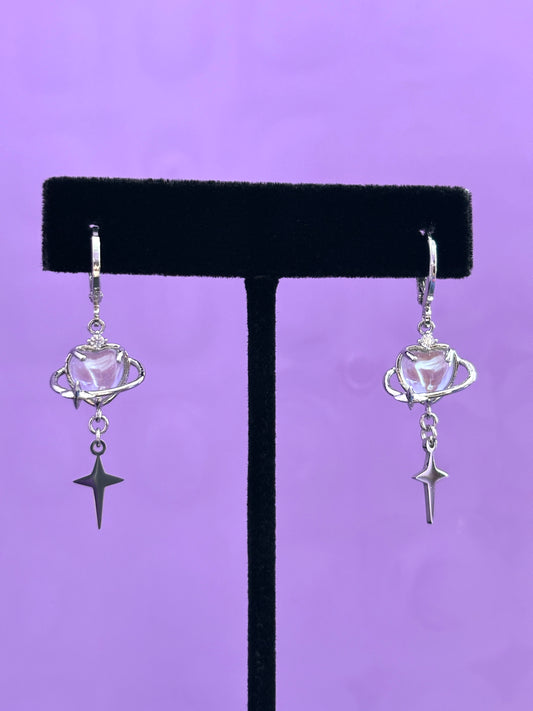Opal Heart Star Planets - Dropper Earrings