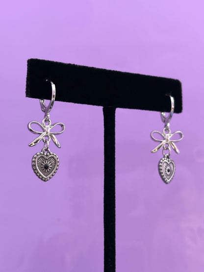 Bow Heart Earrings