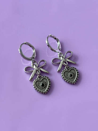 Bow Heart Earrings