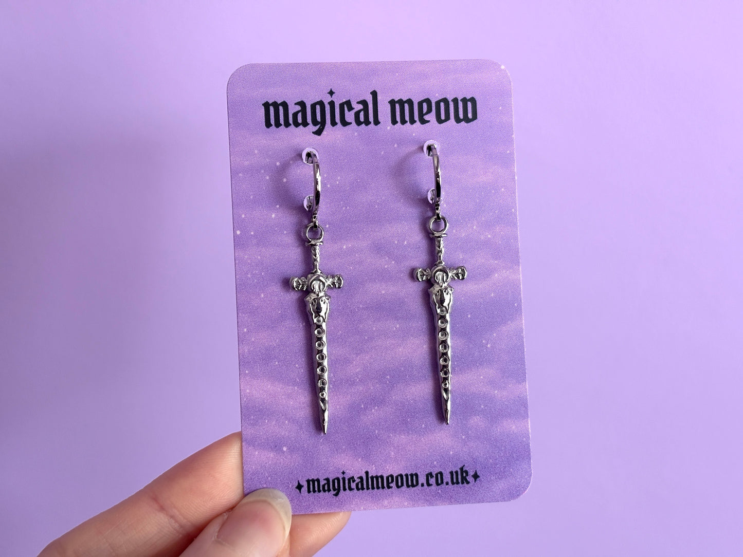 CRESCENT BLADE - Silver Sword Earrings