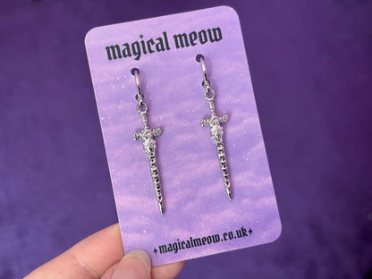 CRESCENT BLADE - Silver Sword Earrings
