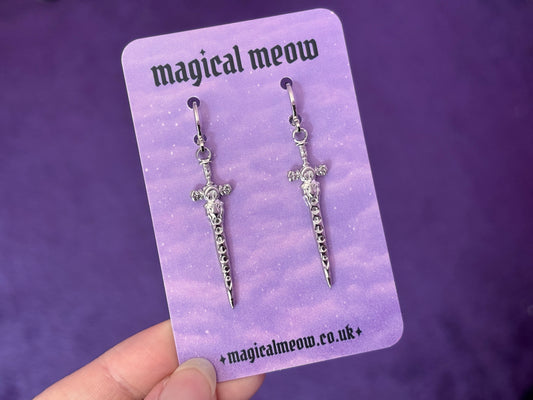 CRESCENT BLADE - Silver Sword Earrings