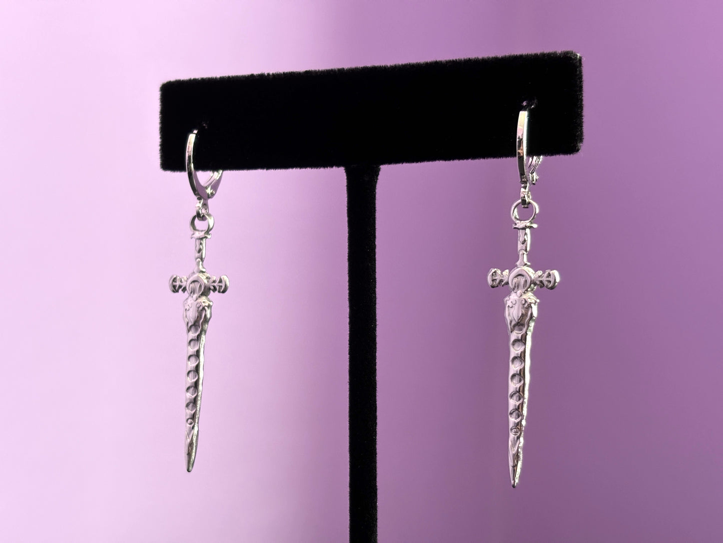 CRESCENT BLADE - Silver Sword Earrings